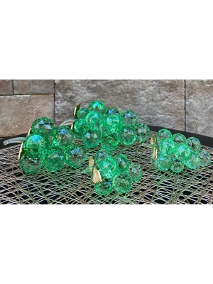 Peramari Dekoratif Kristal Cam Dörtlü Serbest Salkım Üzüm Açık Yeşil