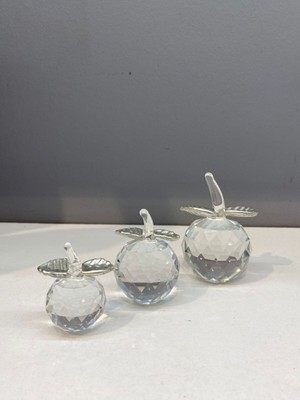 Peramari Dekoratif Kristal Cam Üçlü Elma Şeffaf Gümüş