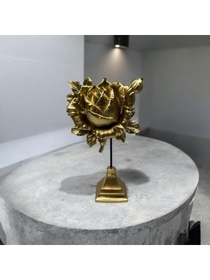 Peramari Dekoratif Polyester Tekli Dik Gül Çiçek Gold Sade