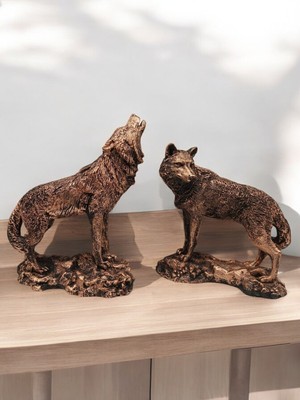 Peramari Dekoratif Polyester Ikili Kurt Biblo Bakır Eskitme