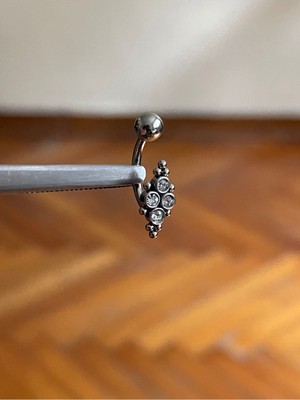Rupen Kraft 316 L Cerrahi Çelik 3 Taşlı Göbek Piercingi Taşlı Göbek Piercingi