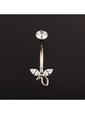 Rupen Kraft Üç Markiz Zirkon Taşlıultraliğht 10 mm Titanyum Göbek Piercingi