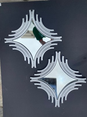 Peramari Dekoratif Polyester Ikili Kare Ayna Takımı Gümüş