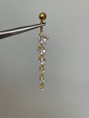 Rupen Kraft 316 L Cerrahi Çelik Standart 10 mm Baget Taşlı Sallantılı Yıldız Model Göbek Piercingi