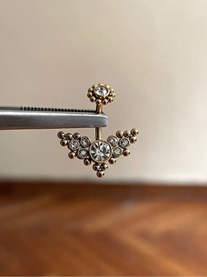 Rupen Kraft 316 L Cerrahi Çelik Zirkon Taşlı Kanat Detaylı Ömürlük Melek Kanadı Göbek Piercingi