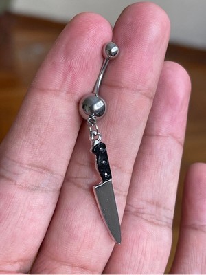 Rupen Kraft Cerrahi Çelik Piercing Şef Bıçağı Piercing Sallantılı Bıçak Göbek Piercingi