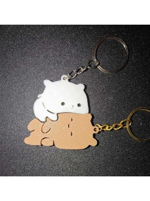 Dudu ile Bubu Çift Ayıcık Tasarımlı Anahtarlık – Birbirine Geçen Sevimli Figürlü 2’li Set – Hediye ve Aksesuar