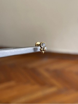 Rupen Kraft 316 L Cerrahi Çelik Renkli Tek Taş  Detaylı Dudak Kıkırdak Helix Tragus Piercingi