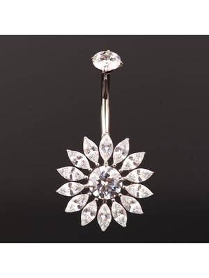 Rupen Kraft Zirkon Taş Kelebek Titanyum Göbek Piercing Ultraliğht 10 mm Titanyum Göbek Piercingi