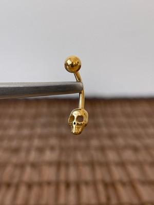Rupen Kraft 316 L Cerrahi Çelik Anti Alerjik 10 mm Kuru Kafa Model Göbek Piercingi Kuru Kafa Piercing