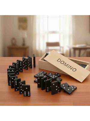 Wolawood Klasik Ahşap Domino Oyun Seti - 28 Taşlı Aile ve Yetişkin Eğlenceli Kutu Oyunu - Hediyelik