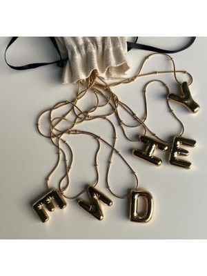 EK ACCESSORY Bubble Çelik Harf Kolye