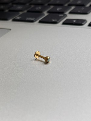 Rupen Kraft Cerrahi Çelik Tragus Helix Kıkırdak Conch Minimal Opal Taşllı Piercing