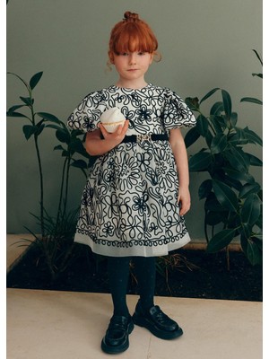 Mayoral Abel&Lula Kız Çocuk Balon Kol Elbise Siyah