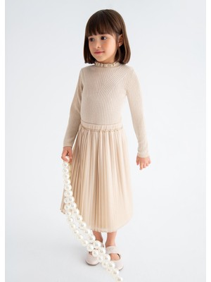 Mayoral Abel&Lula Kız Çocuk Pileli Etek Bej