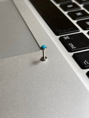 Rupen Kraft 316 Cerrahi Çelik Tragus Helix Kıkırdak Conch Minimal Mavi Taşlı Piercing