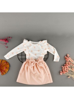 Bebegci Kalp Detaylı Etekli Kurdeleli 2'li Kız Takım