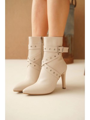 Etiler Collection Atye Bej Cilt Topuklu Bot