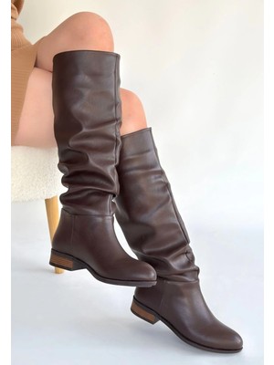 Etiler Collection Winda Kahverengi Cilt Körüklü Çizme