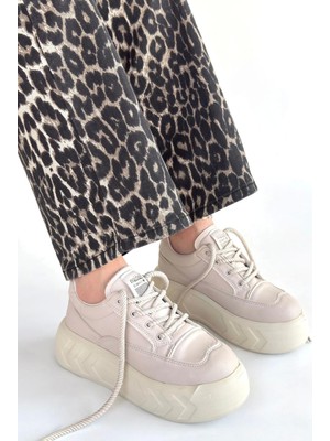 Etiler Collection Emwa Bej Cilt Bağcıklı Spor Ayakkabı