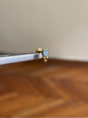 Rupen Kraft 316 L Cerrahi Çelik Renkli Tek Taş  Detaylı Dudak Kıkırdak Helix Tragus Piercingi