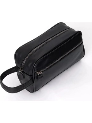 Sportif Hakiki Deri El Çanta Erkek Çift Fermuarlı Günlük Kullanım ve Seyahat Uyumlu Geniş İç Hacim