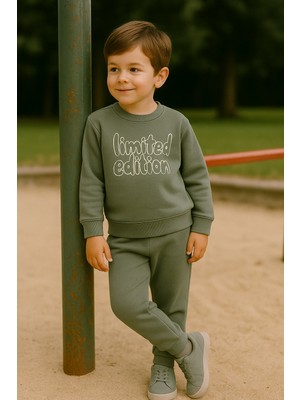 Tuma Collection Erkek Çocuk Kışlık Eşofman Takımı Limited Edition Yazılı Pamuklu Üç Iplik Şardonlu Günlük Kombin 2-3-4-5-6 Yaş