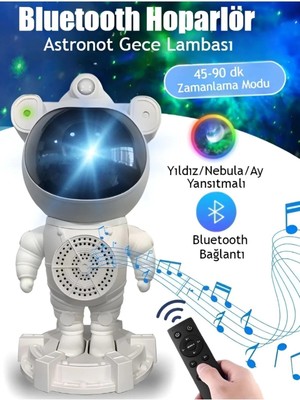 Alüminyum Taşınabilir Hoparlör Astronot Bluetooth Hoparlör - Projeksiyon, Gece Lambası, Rgb Le