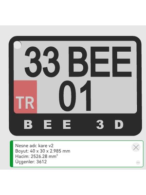 Motorsiklet Plaka Motor Motosiklet Plaka Anahtarlık 3D Baskı Kişiselleştirilebilir 3*4 cm TR plaka Hediye