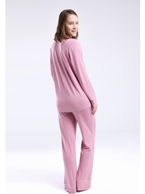 Pierre Cardin Kadın Gömlek Yaka Önden Düğmeli Pijama TAKIM-8986