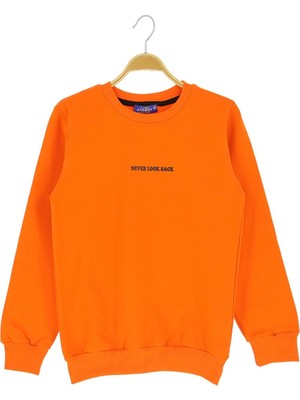 Atabay Arka Never Look Back Baskılı Iki Iplik Şardonlu Sweatshırt - ATA30675.0-ORANJ-3 Yaş Oranj