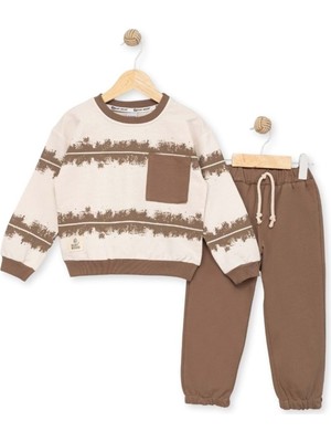 Atabay Cepli Desenli Iki Iplik Alt Üst Takım - BBW25654-KAHVERENGI-2 Yaş Kahverengi