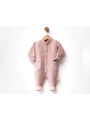 Atabay Peluş Detaylı Polar Patikli Tulum - FLE247226-PEMBE-1 - 3 Ay Pembe