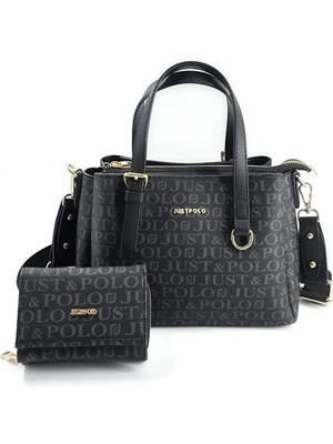Just Polo Orijinal Kadın 3 Bölmeli El ve Omuz Çantası Cüzdan Kombini