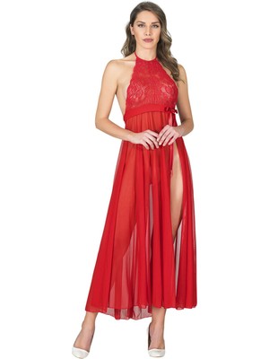Sistina Resveq Kırmızı Dantelli Tül Gecelik - M057 - Beden S/m