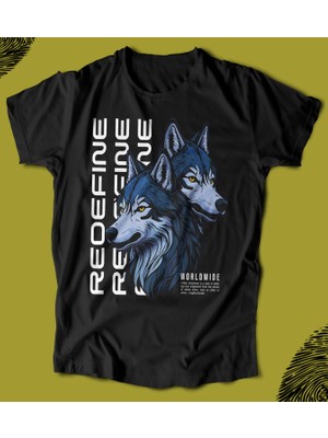 Butişört ' Wolf - Redefine - Kurt'  Baskılı 'regular-Fit' Unisex Tişört