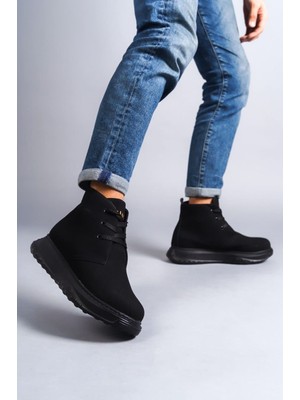 Mevese Franca Bağcıklı Süet Erkek Spor Bot ST Siyah