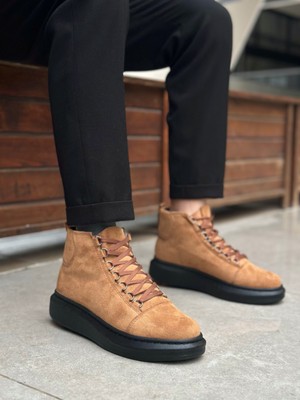 BOA BA0713 Bağcıklı Yüksek Taba Süet Siyah Taban Erkek Tarz Spor Bot