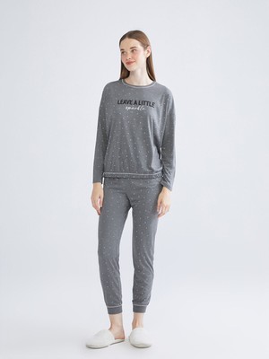 Lc Waikiki Yeni Sezon Bisiklet Yaka Baskılı Kadın Pijama Takımı