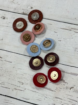 Yuvarlak Deri Dikmeli Çanta Mıknatısı Çıtçıt 5 Adet Karışık Renk