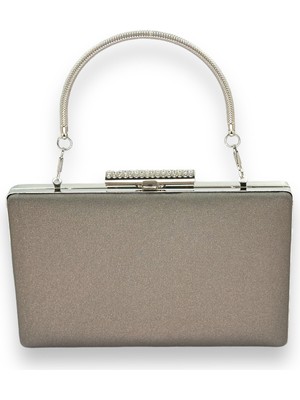 Biçanta Platin Çizilmeyen El Izi Yapmayan Mat Saten Abiye Çanta Gece Çantası Portföy Clutch Düğün Nişan