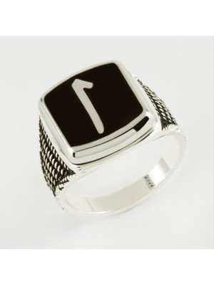 Zeroshop Elif Yazılı Metal Erkek Yüzük-Gümüş Rengi