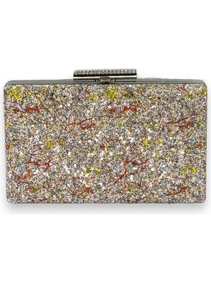 Biçanta Pul Payet Işlemeli Desenli Renkli  Abiye Çanta Gece Çantası Düğün Nişan