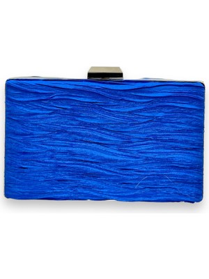 Biçanta Saks Pileli Saten Abiye Çanta Metal Saplı Kulplu Düğün Nişan Kına Gece Çantası Mezuniyet Çantası