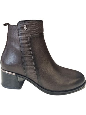 Voyager 5cm Kalın Topuklu Hakiki Deri Kadın Bot Z385