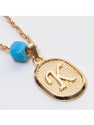 Zeroshop Plastik Boncuklu Burgulu Harfli Kolye-K