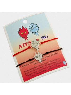 Zeroshop Ateş ve Su 2li Ip Bileklik-Kırmızı