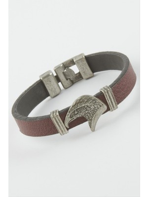 Zeroshop Kartal Suni Deri Bileklik-Bordo