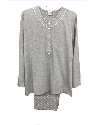 Nena Kadın Uzun Kollu Patlı % 100 Pamuk Pijama TAKIMI-14642