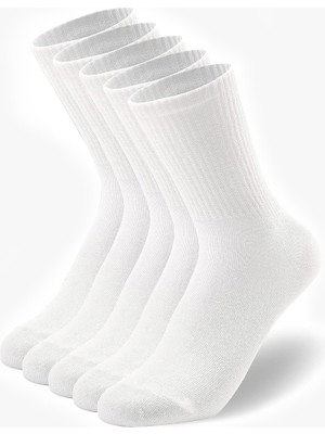 5'çift Unisex Düz Desensiz Tenis ve Kolej Çorabı Özel Günlük & Spor Giyimleri Için Şık Görünüm Siyah & Beyaz Renk Seçenegi Ile